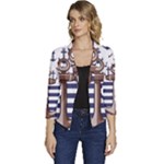 Anchor Background Design Women s Casual 3/4 Sleeve Spring Jacket