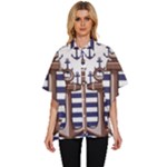 Anchor Background Design Women s Batwing Button Up Shirt