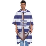 Anchor Background Design Men s Hooded Rain Ponchos