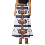 Anchor Background Design Tiered Ruffle Maxi Skirt