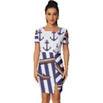 Anchor Background Design Fitted Knot Split End Bodycon Dress