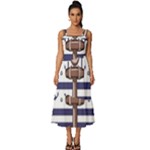 Anchor Background Design Square Neckline Tiered Midi Dress