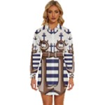 Anchor Background Design Womens Long Sleeve Shirt Dress
