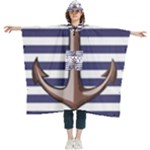 Anchor Background Design Women s Hooded Rain Ponchos