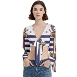 Anchor Background Design Trumpet Sleeve Cropped Top