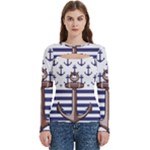 Anchor Background Design Women s Cut Out Long Sleeve T-Shirt