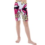Music Hip Hop Text Black White 3d Kids  Mid Length Swim Shorts