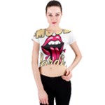 Music Hip Hop Text Black White 3d Crew Neck Crop Top