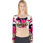 Music Hip Hop Text Black White 3d Long Sleeve Crop Top