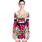 Music Hip Hop Text Black White 3d Long Sleeve Bodycon Dress
