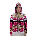 Music Hip Hop Text Black White 3d Women s Hooded Windbreaker