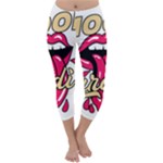 Music Hip Hop Text Black White 3d Capri Winter Leggings 