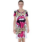 Music Hip Hop Text Black White 3d Short Sleeve Nightdress