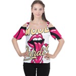 Music Hip Hop Text Black White 3d Cutout Shoulder T-Shirt