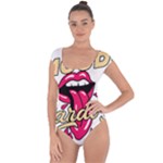 Music Hip Hop Text Black White 3d Short Sleeve Leotard 