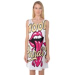Music Hip Hop Text Black White 3d Sleeveless Satin Nightdress