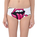 Music Hip Hop Text Black White 3d Mid-Waist Bikini Bottoms