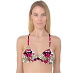 Music Hip Hop Text Black White 3d Reversible Tri Bikini Top