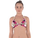 Music Hip Hop Text Black White 3d Halter Neck Bikini Top