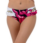 Music Hip Hop Text Black White 3d Frill Bikini Bottoms