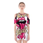 Music Hip Hop Text Black White 3d Shoulder Cutout One Piece Dress