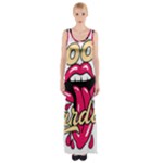 Music Hip Hop Text Black White 3d Thigh Split Maxi Dress