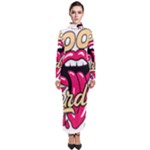 Music Hip Hop Text Black White 3d Turtleneck Maxi Dress