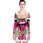 Music Hip Hop Text Black White 3d Long Sleeve Velvet Bodycon Dress
