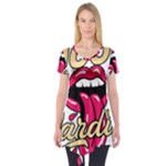 Music Hip Hop Text Black White 3d Short Sleeve Tunic 