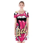 Music Hip Hop Text Black White 3d Short Sleeve V-neck Flare Dress