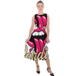 Music Hip Hop Text Black White 3d Midi Tie-Back Chiffon Dress
