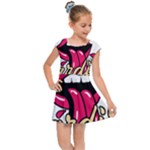 Music Hip Hop Text Black White 3d Kids  Cap Sleeve Dress