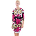 Music Hip Hop Text Black White 3d Quarter Sleeve Hood Bodycon Dress