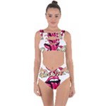 Music Hip Hop Text Black White 3d Bandaged Up Bikini Set 