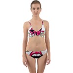 Music Hip Hop Text Black White 3d Wrap Around Bikini Set