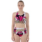 Music Hip Hop Text Black White 3d Racer Back Bikini Set