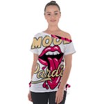 Music Hip Hop Text Black White 3d Off Shoulder Tie-Up T-Shirt
