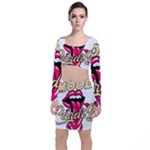 Music Hip Hop Text Black White 3d Top and Skirt Sets