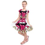 Music Hip Hop Text Black White 3d Kids  Short Sleeve Dress