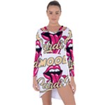 Music Hip Hop Text Black White 3d Asymmetric Cut-Out Shift Dress