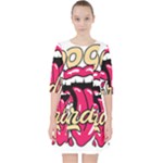 Music Hip Hop Text Black White 3d Quarter Sleeve Pocket Dress