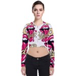 Music Hip Hop Text Black White 3d Long Sleeve Zip Up Bomber Jacket