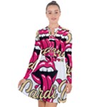 Music Hip Hop Text Black White 3d Long Sleeve Panel Dress