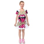 Music Hip Hop Text Black White 3d Kids  Short Sleeve Velvet Dress
