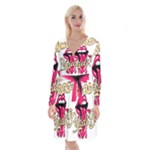 Music Hip Hop Text Black White 3d Long Sleeve Velvet Front Wrap Dress