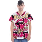Music Hip Hop Text Black White 3d Men s V-Neck Scrub Top