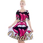 Music Hip Hop Text Black White 3d Quarter Sleeve A-Line Dress