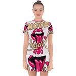 Music Hip Hop Text Black White 3d Drop Hem Mini Chiffon Dress