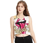 Music Hip Hop Text Black White 3d V-Neck Cropped Tank Top