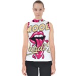 Music Hip Hop Text Black White 3d Mock Neck Shell Top